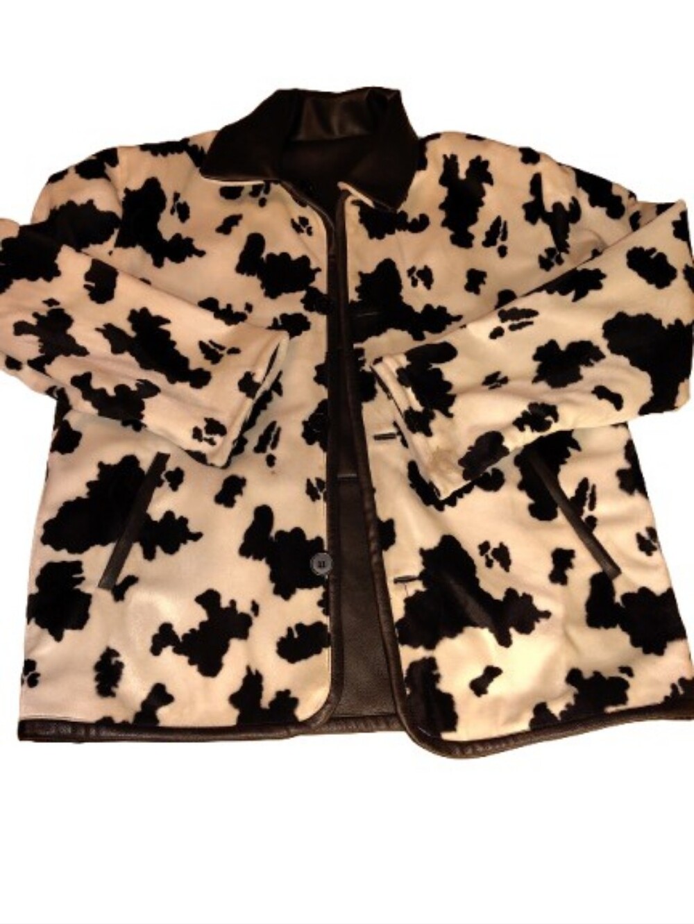 Mulberry Street Reversible Faux Leather & Cow Print Jacket Coat Small Western - Picture 2 of 16